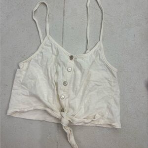 Women's Cream Button-Front Tie Top